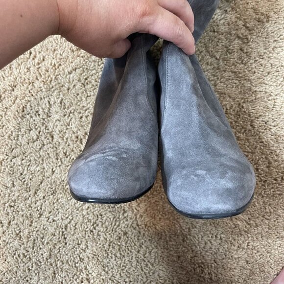 Stuart Weitzman Gray Suede Leather Highland Over The Knee Boots Size 8.5 - Picture 8 of 9